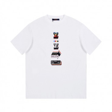 루이비통 남성 화이트 크루넥 반팔티 - Louis vuitton Mens White Tshirts 