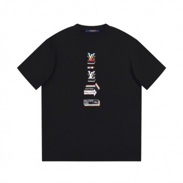 루이비통 남성 블랙 크루넥 반팔티 - Louis vuitton Mens Black Tshirts 