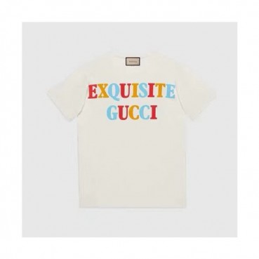 구찌 남/녀 화이트 크루넥 반팔티 - Gucci Unisex White Tshirts 