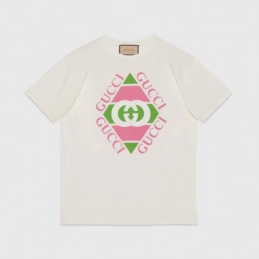 구찌 남/녀 화이트 크루넥 반팔티 - Gucci Unisex White Tshirts 