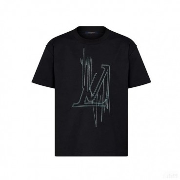루이비통 남성 블랙 크루넥 반팔티 - Louis vuitton Mens Black Tshirts 