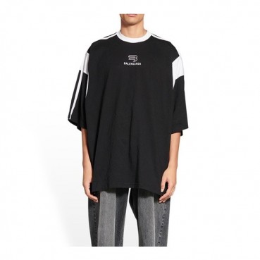 발렌시아가 남성 크루넥 블랙 반팔티 - Mens Black Tshirts 