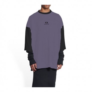 발렌시아가 남성 크루넥 퍼플 반팔티 - Mens Purple Tshirts 