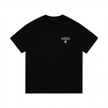 루이비통 남성 블랙 크루넥 반팔티 - Mens Black Tshirts 