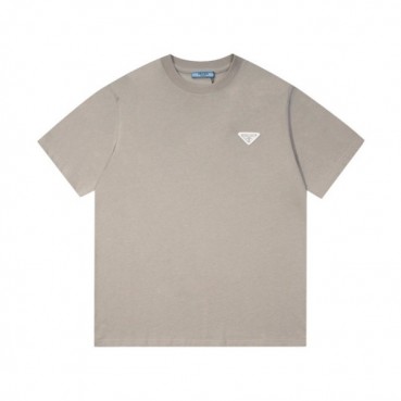 프라다 남성 크루넥 그레이 반팔티 - Mens Gray Tshirts 