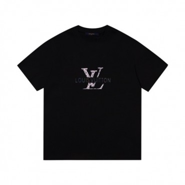 루이비통 남성 블랙 크루넥 반팔티 - Mens Black Tshirts 