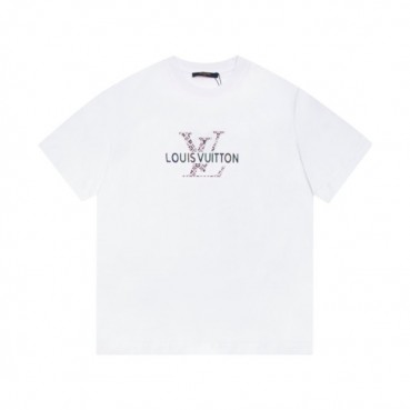 루이비통 남성 화이트 크루넥 반팔티 - Mens White Tshirts 