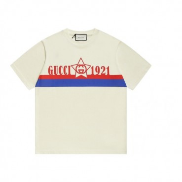 구찌 남/녀 화이트 크루넥 반팔티 - Unisex White Tshirts 