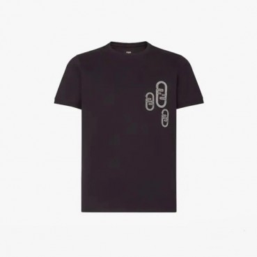 펜디 남성 블랙 크루넥 반팔티 - Mens Black Tshirts 