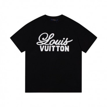 루이비통 남성 블랙 크루넥 반팔티 - Mens Black Tshirts 