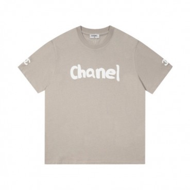 샤넬 남/녀 크루넥 그레이 반팔티 - Unisex Gray Tshirts 