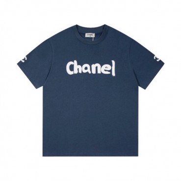 샤넬 남/녀 크루넥 네이비 반팔티 - Unisex Navy Tshirts 