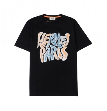 에르메스 남자 블랙 크루넥 반팔티 - Mens Black Tshirts 
