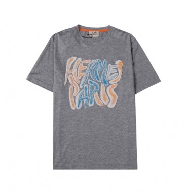 에르메스 남자 그레이 크루넥 반팔티 - Mens Gray Tshirts 