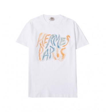 에르메스 남자 화이트 크루넥 반팔티 - Mens White Tshirts 