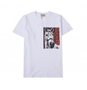 에르메스 남자 화이트 크루넥 반팔티 - Mens White Tshirts 