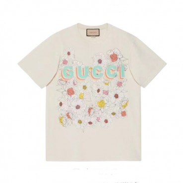 구찌 남/녀 화이트 크루넥 반팔티 - Unisex White Tshirts 