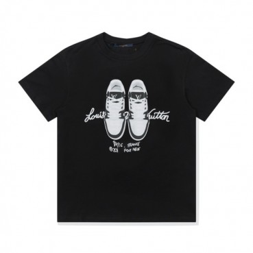 루이비통 남성 블랙 크루넥 반팔티 - Mens Black Tshirts 