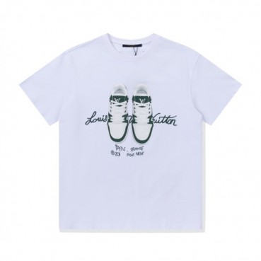 루이비통 남성 화이트 크루넥 반팔티 - Mens White Tshirts 