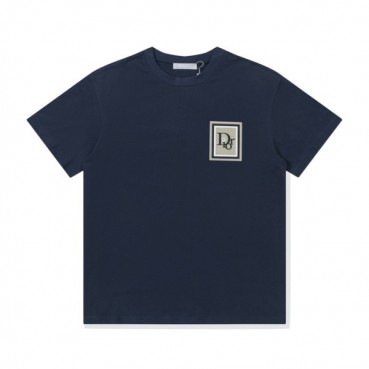 디올 남성 네이비 크루넥 반팔티 - Mens Navy Tshirts 