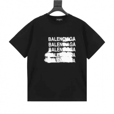 발렌시아가 남성 크루넥 블랙 반팔티 - Mens Black Tshirts 