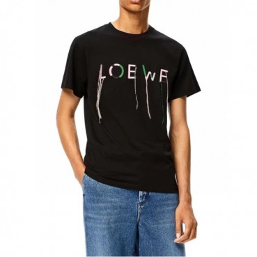 로에베 남/녀 이니셜 블랙 반팔티 - Unisex Black Tshirts 