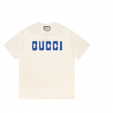 구찌 남/녀 아이보리 크루넥 반팔티 - Unisex Ivory Tshirts 