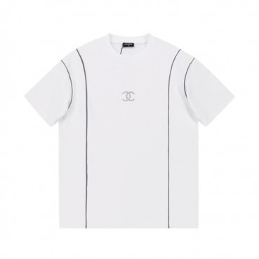 샤넬 남/녀 크루넥 화이트 반팔티 - Unisex White Tshirts 