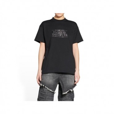 발렌시아가 남성 크루넥 블랙 반팔티 - Mens Black Tshirts 