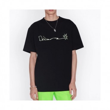 디올 남성 블랙 크루넥 반팔티 - Mens Black Tshirts 