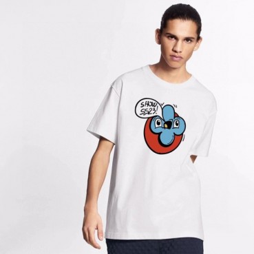 루이비통 남성 화이트 크루넥 반팔티 - Mens White Tshirts 