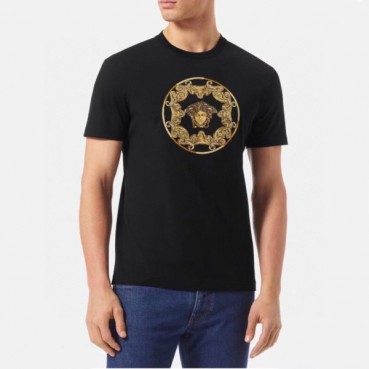 베르사체 남성 블랙 크루넥 반팔티 - Mens Black Tshirts 