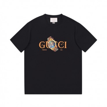 구찌 남/녀 블랙 크루넥 반팔티 - Unisex Black Tshirts 