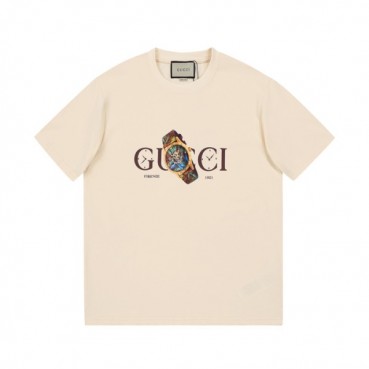 구찌 남/녀 아이보리 크루넥 반팔티 - Unisex Ivory Tshirts 