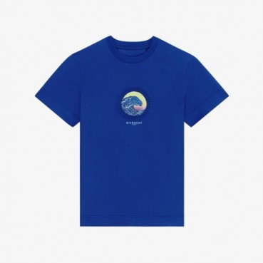 지방시 남성 크루넥 블루 반팔티 - Mens Blue Tshirts 