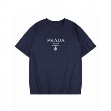 프라다 남성 크루넥 네이비 반팔티 - Mens Navy Tshirts 
