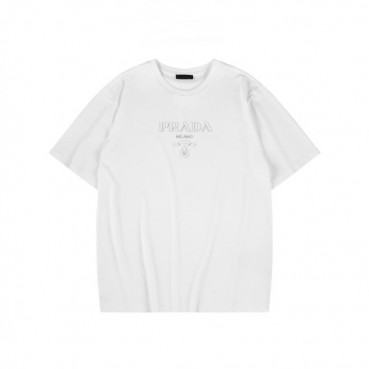 프라다 남성 크루넥 화이트 반팔티 - Mens White Tshirts 