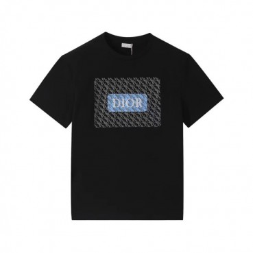 디올 남성 블랙 크루넥 반팔티 - Mens Black Tshirts 