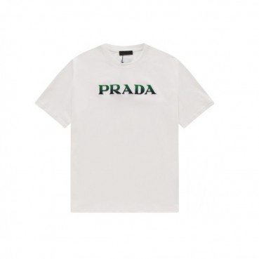 프라다 남성 크루넥 화이트 반팔티 - Mens White Tshirts 