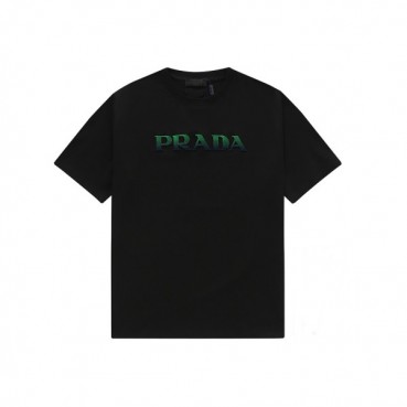 프라다 남성 크루넥 블랙 반팔티 - Mens Black Tshirts 