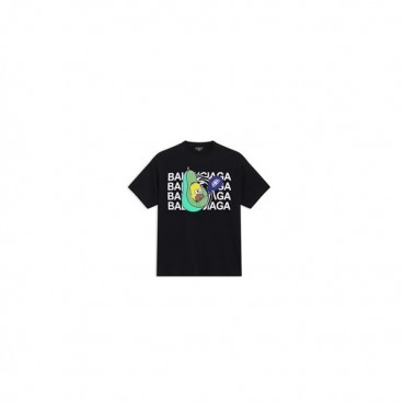 발렌시아가 남성 크루넥 블랙 반팔티 - Mens Black Tshirts 