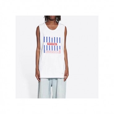 발렌시아가 남성 크루넥 화이트 나시 - Mens White Tshirts 