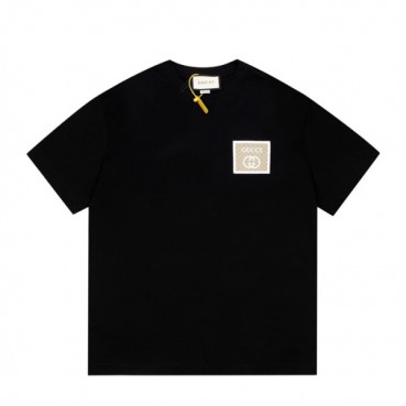 구찌 남/녀 블랙 크루넥 반팔티 - Unisex Black Tshirts 