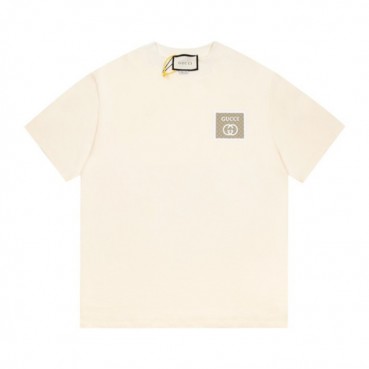 구찌 남/녀 아이보리 크루넥 반팔티 - Unisex Ivory Tshirts 