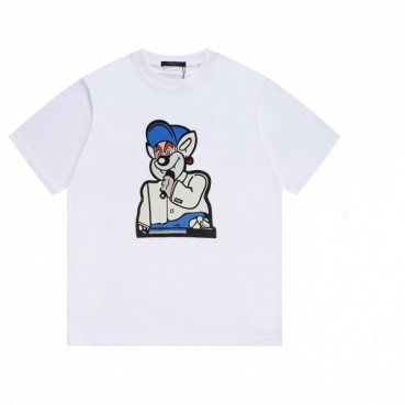 루이비통 남성 화이트 크루넥 반팔티 - Mens White Tshirts 