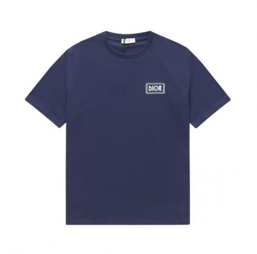 디올 남성 네이비 크루넥 반팔티 - Mens Navy Tshirts 