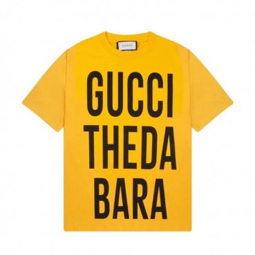 구찌 남/녀 옐로우 크루넥 반팔티 - Unisex Yellow Tshirts 