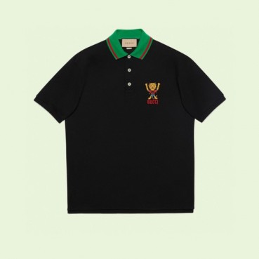 구찌 남/녀 블랙 폴로 반팔티 - Unisex Black Tshirts 