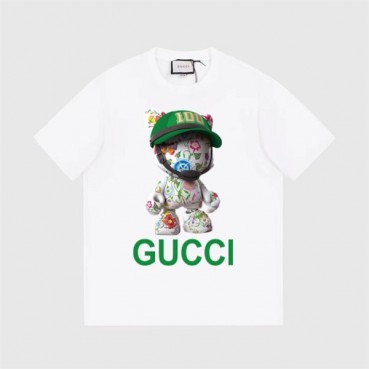 구찌 남/녀 화이트 크루넥 반팔티 - Unisex White Tshirts 