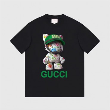 구찌 남/녀 블랙 크루넥 반팔티 - Unisex Black Tshirts 